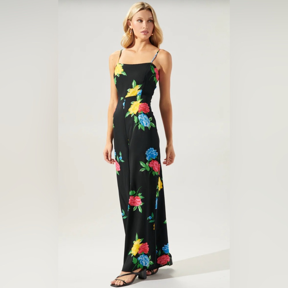 Baltic Born Black Floral Wide-Leg Jumpsuit